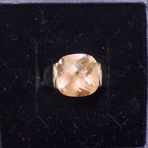 Bold Pink Ice Ring.  Sterling/Stainless Steel